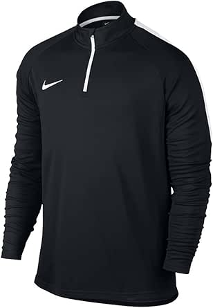 nike football academy half zip sweat in white with black side stripe