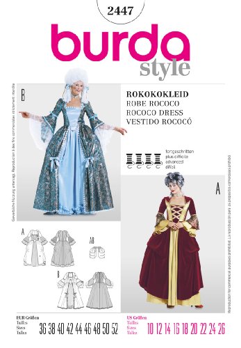BURDA 2447 Marie Antoinette Rococo Dress HISTORICAL (SIZE 10-26) SEWING PATTERN