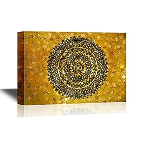 Floral Pattern Artwork on Abstract Golden Background