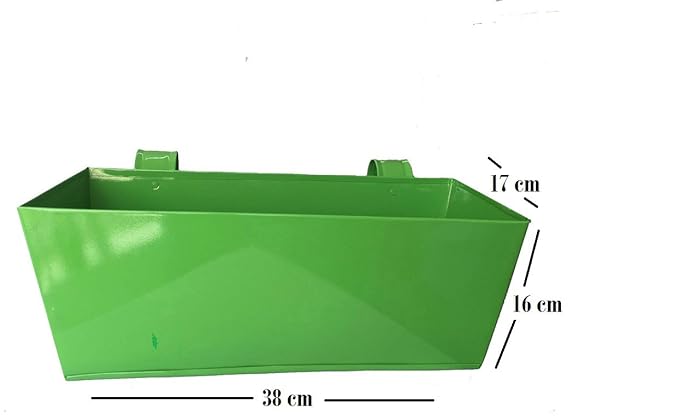 First Smart Deal Metal Railing Rectangular Planter Plain Large - Green