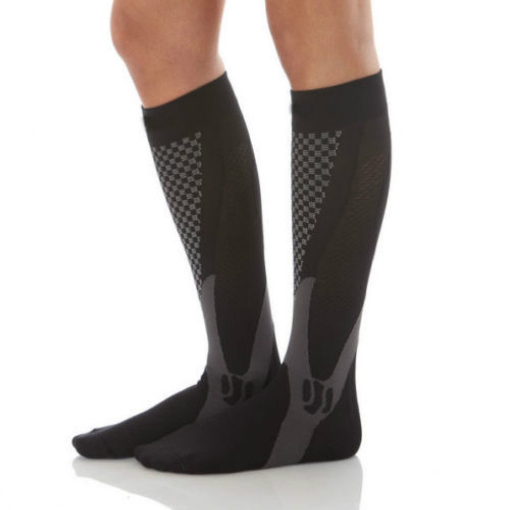 Enshey Unisex Leg Compression Socks, 20-30mmHg for Men & Women Performance Sports BEST Stockings for Running, Athletic, Edema, Diabetic, Varicose Veins, Travel (Black)