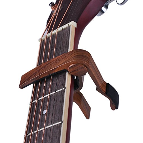Muse Musical Wooden Color Guitar Capo for Acoustic Guitar,Electric Guitar,Bass,Ukulele(Rosewood Color) - Thumbnail 3