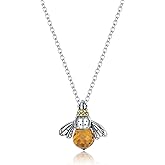 SLUYNZ Solid 925 Sterling Silver Queen Bee Choker Necklace for Women Teens Crystal Bee Pendant Necklace Mother's Day Gifts