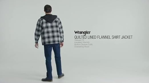 wrangler authentics men's long sleeve quilted lined flannel shirt jacket