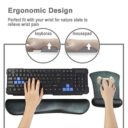 Dooke Keyboard Wrist Rest Pad and Mouse Wrist Rest Support, Comfort Wrist Rest Pad with Non-Slip Rubber Base & Memory Foam Support for Working Gaming Fatigue Pain Relief Elephant