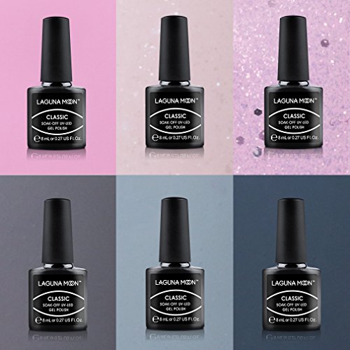 Lagunamoon Gel Nail Polish, Soak Off UV LED Nail Manicure Color Gel Polish Varnish Set 6PCS 8ML - The Bridesmaids - Thumbnail 3