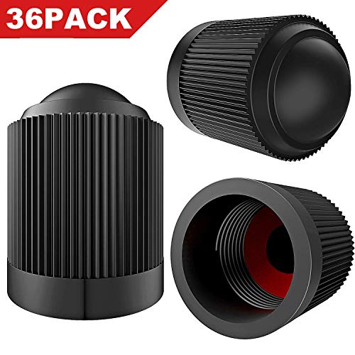 PPpanda Valve Dust Caps,Tire Caps Valve Stem Caps Tyre Valve Dust Caps Dustproof Tire Cap for Car, Motorbike, Trucks, Bike and Bicycle(ONLY Schrader Valve) 36pcs,Black