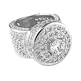 NIV'S BLING 18k White Gold-Plated Cubic Zirconia Cluster Pinky Ring Size 5