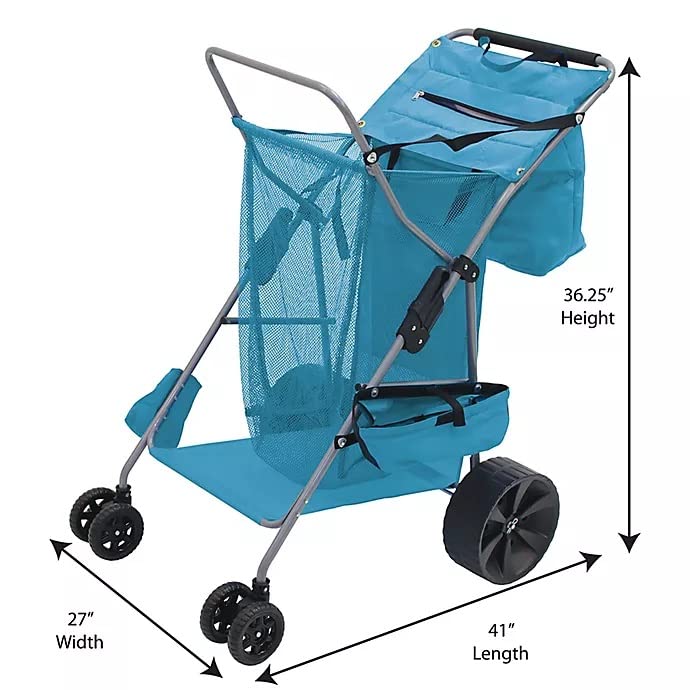 Deluxe Caddy Beach Cart in Teal Color with Oversized Wheels for Sand