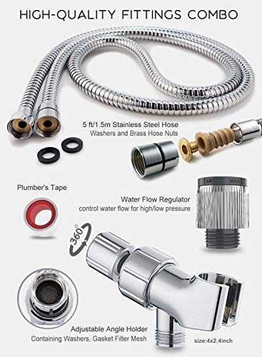 image for CFMOUR Handheld Shower Head with Flow Regulator, Easy to Control Water