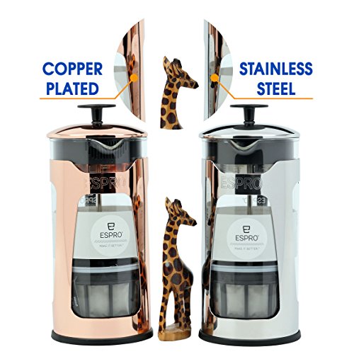 Espro Press P5 - French Press Coffee Press with Thick & Durable SCHOTT Duran glass + Bonus Wooden Stirring Spoon (with Coffee Filter, 18 oz)
