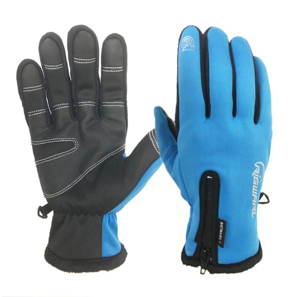 RIGWARL Cycling Gloves for Men,Winter Touch Screen Gloves with Waterproof and Windproof-Non-Slip Silicone Gel and Hand Warmers for Mens\' Cycling and Running(Blue)