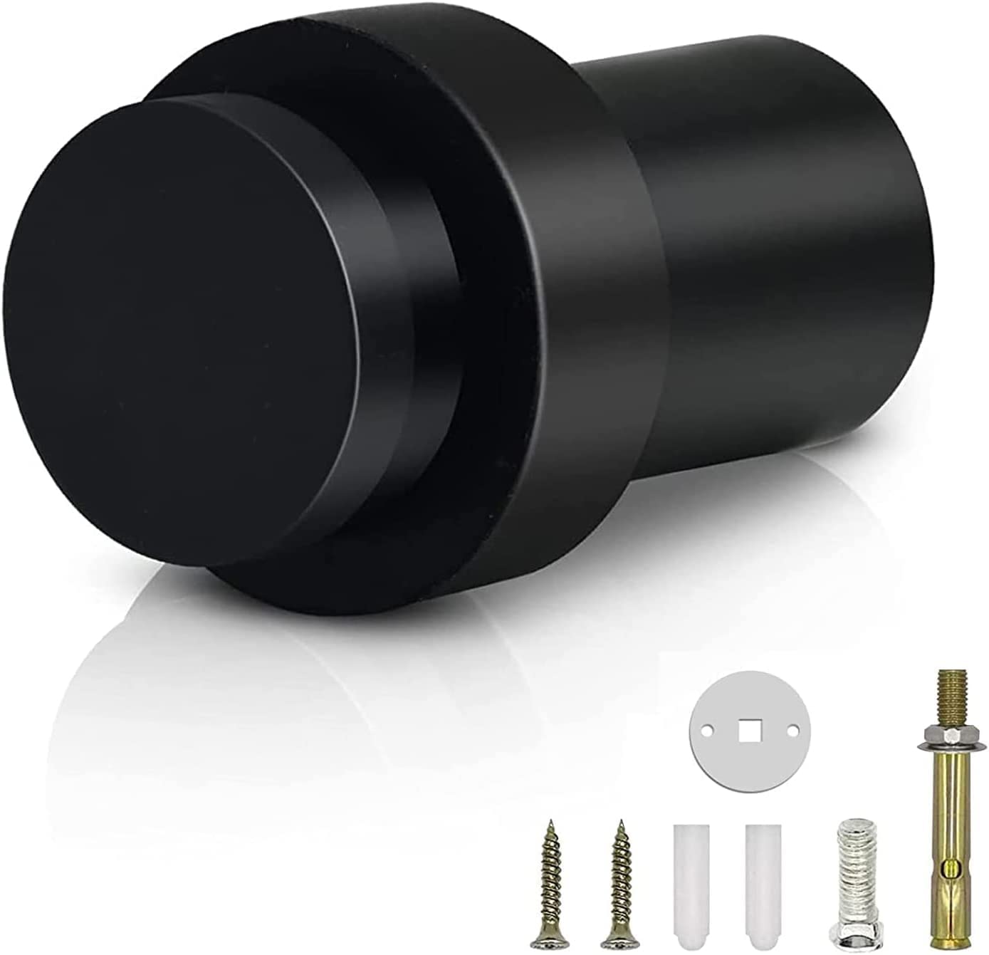 KOLAKO Door Stop, Floor Door Stopper Black for Bottom of Door, 2Inch Heavy Duty Commercial Cylindrical Door Wedge Wall Protector Modern Floor Doorstop with Rubber Bumper