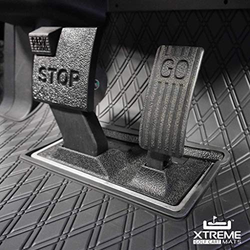 Xtreme Mats Full Coverage Golf Cart Floor Liner Mat W/Color Options- Fits Club Car Models Precedent (2004-2020)/Onward & Tempo (2017-2020) - Black with Black Trim