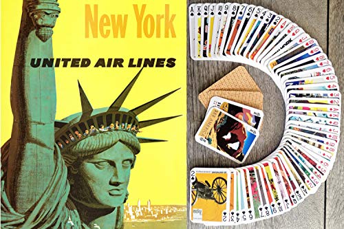 Travel USA Playing Cards (Poker Deck 54 Cards All Different) Vintage USA Airline Railroad Travel Poster