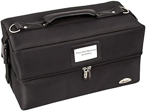 Craft Accents 2-Tiers Accordion Trays Soft-sided Professional Makeup Case, All Black, 112 Ounce