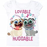 Disney Toddler Girls' Puppy Dog Pals Puff Short Sleeve T-Shirt, White, 5T