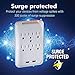 Maximm Multi-Outlet Wall Adapter (2-Pack) Surge Protector (300 Joules) 2-USB Ports 2.1A Wall Charger, Wall Mount Charging Center 6 AC Outlet Wall Mount Adapter, ETL Certified