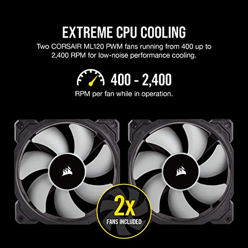 Corsair iCUE H100i RGB Pro XT, 240mm Radiator, Dual 120mm PWM Fans, Software Control, Liquid CPU Cooler
