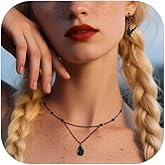 Kysppreu Gothic Choker Necklace Earing Set Black Water Drop Blood Tassel Pendant Necklace Gothic Crow Earrings Red Pendant Earrings Punk Style Dark Tear Drop Y Necklace Halloween Jewelry for Women