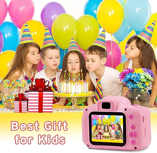 PROGRACE Kids Camera Girls Gift - Camera for Kids Dual Selfie Children Cameras Age 3 4 5 6 7 8 9 Year Old Kid Digital Cameras Toys for Kid Birthday Gift for Girls Toddlers Video Cámara Pink