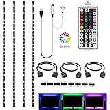 USB LED Strip Light Kit,Topled LightÂ® 4 Pre-Cut Strips & 3 Wire Mounting Clips & 44 Key Mini Remote Control Multicolor RGB Home Accent LED Tape Light Strip for TV Backlight