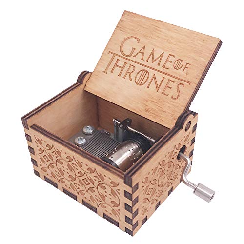 Game of Thrones Music Box Hand Crank Musical Box Carved Wooden Musical Gift,Play The Theme Song of Game of Thrones,Brown