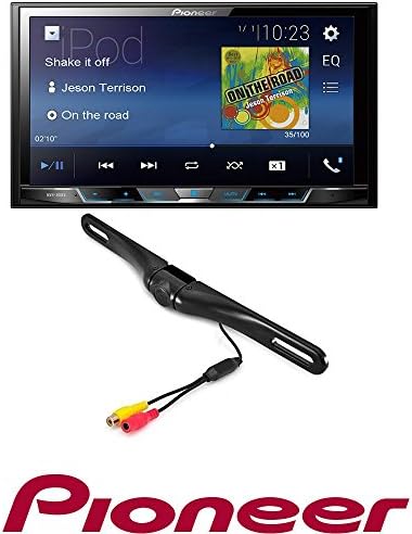 Pioneer MVH-300EX 7" Double-DIN In-Dash Digital Media & A/V Receiver with Bluetooth CAM-600 License Plate Bolt-On Rear View Camera w/ Built-In I.R. Camera