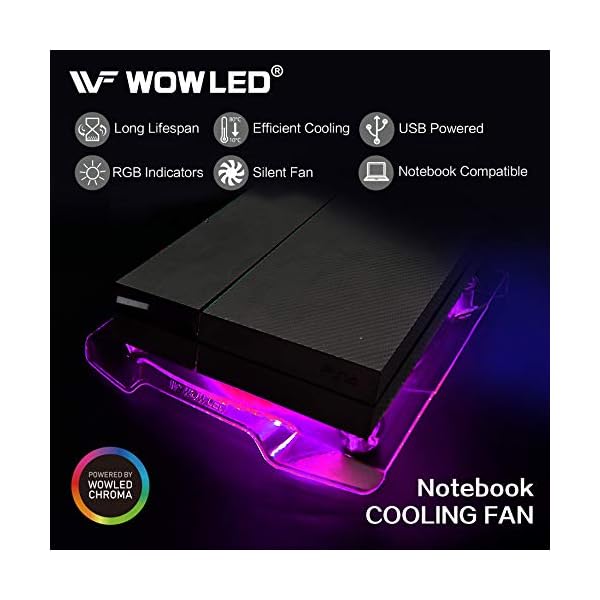 WOWLED-Upgrade-USB-RGB-LED-Cooler-Cooling-Fan-Stand-Wireless-Remote-Controller-IR-Multi-color-LED-Light-Accessories-for-PS4-Playstation-4-Pro-PS4-Slim-XBOX-One-X-Notebook-Laptop-Gaming-Consoles WOWLED Upgrade USB RGB LED Cooler Cooling Fan Stand, Wireless Remote Controller IR, Multi-color LED Light Accessories…