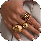 GIGB PBDK 3Pcs Chunky Stacked Gold Dome Knuckle Rings Set for Women,Vintage Geometric Aesthetic Line Statement Finger Rings,Trendy Jewelry Accessories Gifts