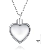 Jinlou 925 Sterling Silver Hold Loved Ones Heart Urn Necklace Pendant for Ashes Memorial Cremation Jewelry