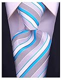 Scott Allan Mens Striped Tie - Turquoise Blue & Gray