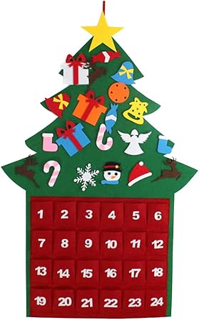 Albero Di Natale A Muro Amazon.Calendario Dell Avvento Creativo In Feltro A Forma Di Albero Di Natale Calendario Da Parete Con