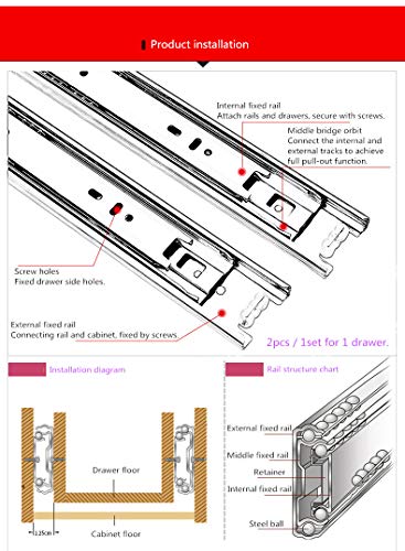Lind Kitchen 1 Pair 16 Inch 400mm Metal Drawer Slide Super