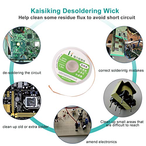 Kaisiking 63-37 0.3mm 0.6mm 1.0mm/50g Tin Lead Solder Wire Set, Rosin Core Solder Wire with Solder Wick for Electrical Soldering and DIY - Thumbnail 5