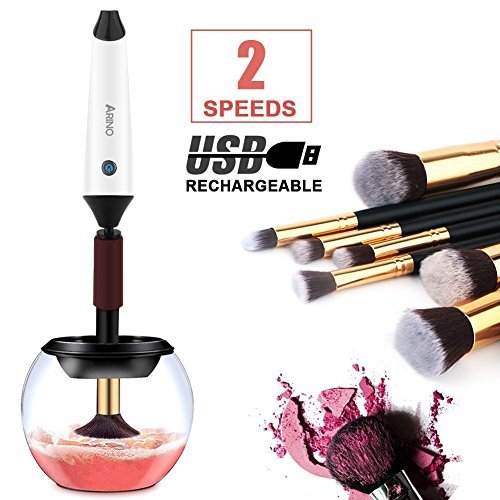 Makeup Brush Cleaner Rechargeable, ARINO Professional Makeup Brushes Cleaner and Dryer Machine - Wash and Dry Makeup Brushes in Seconds with 7 Rubber Collars for All Makeup Brush Cleaning