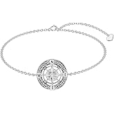 LWXIE Diamond Compass Bracelet for Women 925 Sterling Silver Lab Grown Diamonds Jewelry Gifts for Mom Wife Girlfriend Daughter Sister Friend