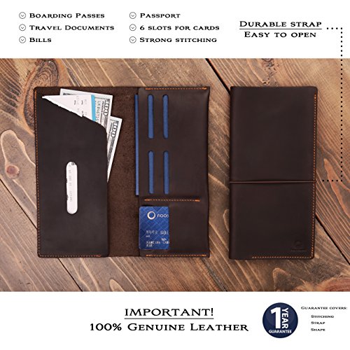 Genuines Long Leather Travel Wallet Boarding Pass Passport Holder