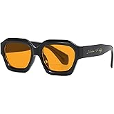 LIXX Retro Polarized Hexagonal Thick Frame Sunglasses Men Women Glasses Fashionable Trendy Decorative Eyewear