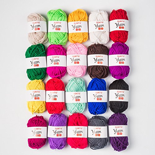 SUNTQ 100 Acrylic Yarn 20 Assorted Colors Skeins Bonbons Yarn for