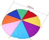 Dimoxii 13.1 ft Rainbow Parachute with 20 Handles for Kids Gym Class view 2