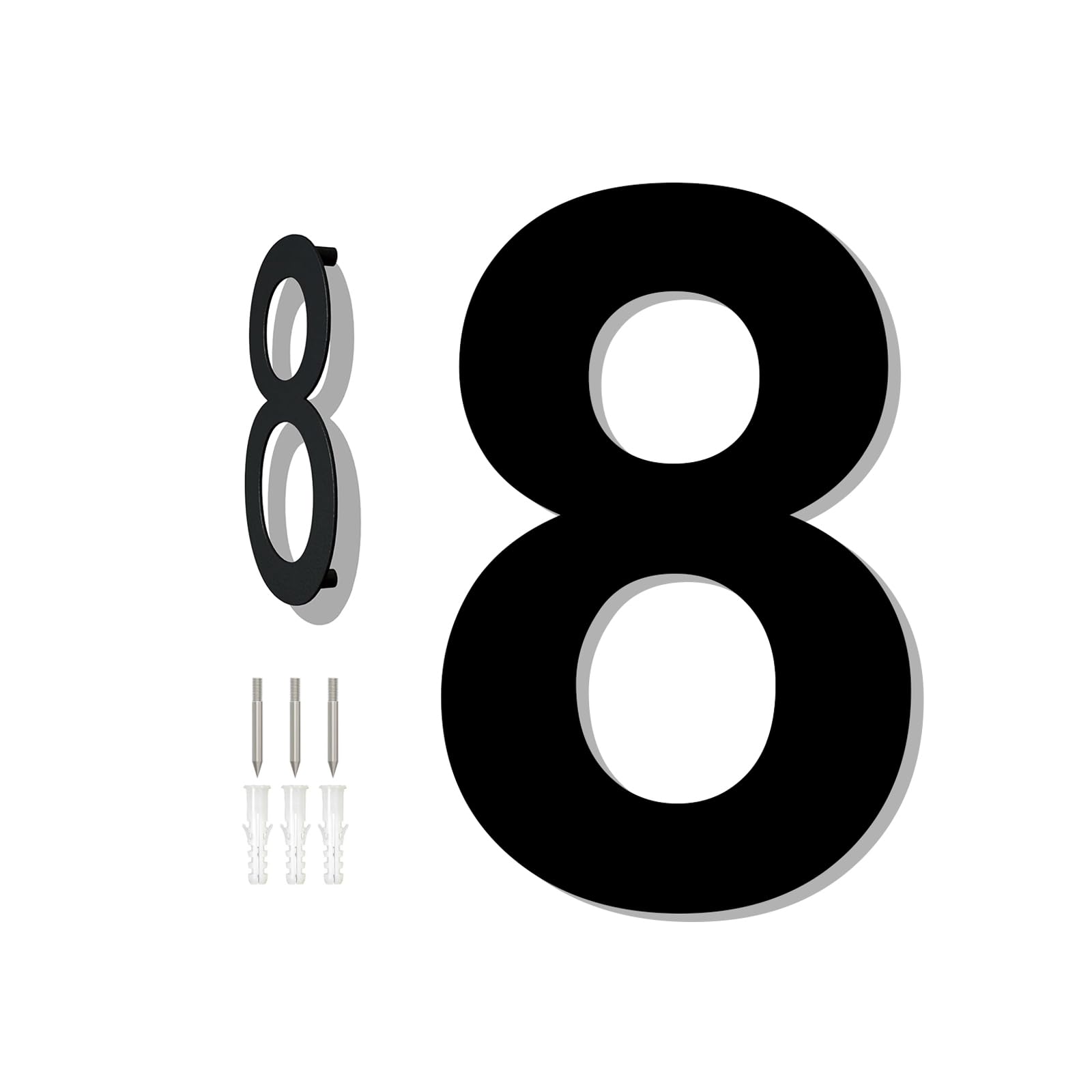 HKFENG 8 inch Large House Numbers Plates for Outside Floating Stainless Steel 304 Home Street Number Sign Door Numbers Screw On Address Door Number for Outside Easy to Install Matte Black
