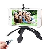 Flexible Phone Tripod, Urwill Octopus Tripod with Wireless Remote Control, Adjustable Mini Travel Tripod Mount for iPhone, Camera, Gopro Dark Black