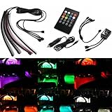 GD-Lighting 4pcs Multi-Color 7 Color LED Interior Underdash Lighting Kit, With Sound Active Function and Wireless Remote Control