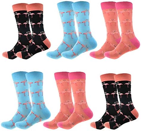 ARABINXIN Mens Fun Funky and Colorful Patterned Dress Socks with Cool and Crazy Designs -6Pack