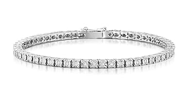'Tennis Armband in Silber 925% rhodiniert Weißgold 18 kt mit weißen Zirkonia Brillantschliff Armband 'Klassisch Eterno Herren