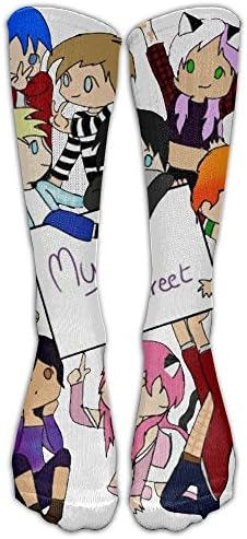 HEI222 Costume Cosply Socks Halloween Funny Unisex Aphmau Minecraft My Street B-boy Cool Knee High Socks WhiteOne Size