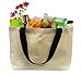 Earthwise Reusable Grocery Bag Beach Shopping Tote Extra Large Heavy Duty 12 oz Cotton Canvas Multi Purpose 20 inches x 14 inches Proudly Made in the USA (Natural)
