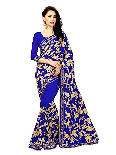 Li te ra blue goergette aari embroidered saree