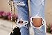 Women Vintage Sexy Cut Out Destroyed Holes Knee Ripped Jeans Denim Blue Trousers (L)